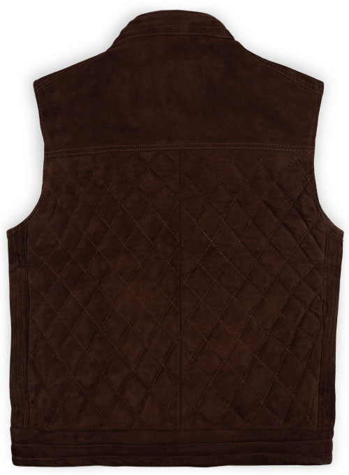Soft Dark Brown Suede Leather Vest # 324 - LeatherCult
