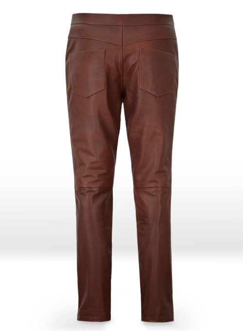 Soft Fermented Burgundy Zoey Leather Pants - LeatherCult