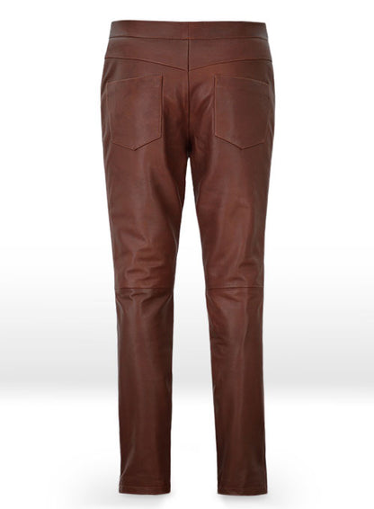 Soft Fermented Burgundy Zoey Leather Pants - LeatherCult