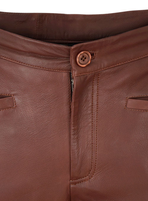 Soft Fermented Burgundy Zoey Leather Pants - LeatherCult