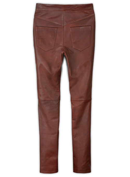 Soft Fermented Burgundy Zoey Leather Pants - LeatherCult