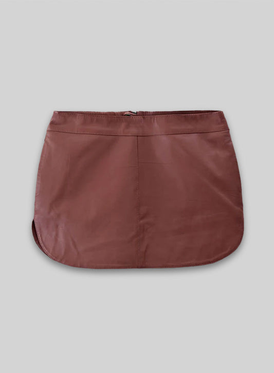 Soft Fermented Burgundy Hilary Duff Leather Skirt