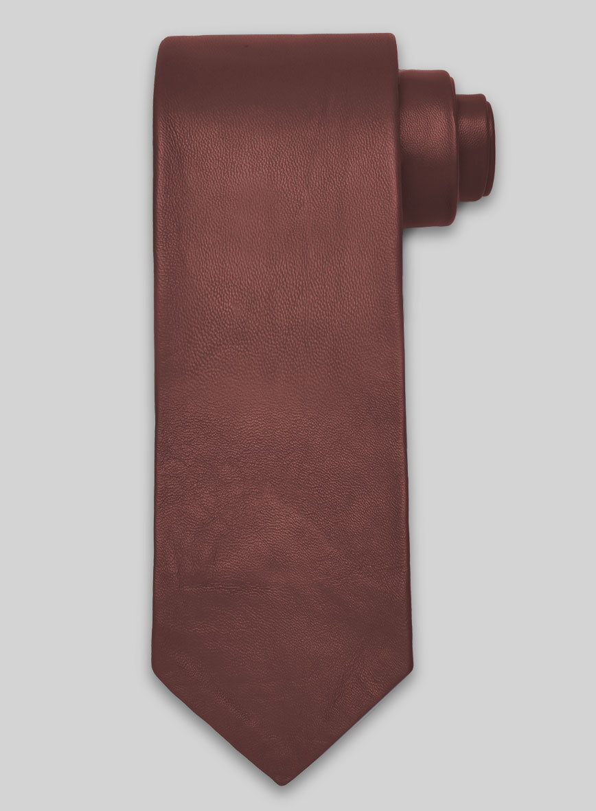 Soft Fermented Burgundy Leather Tie