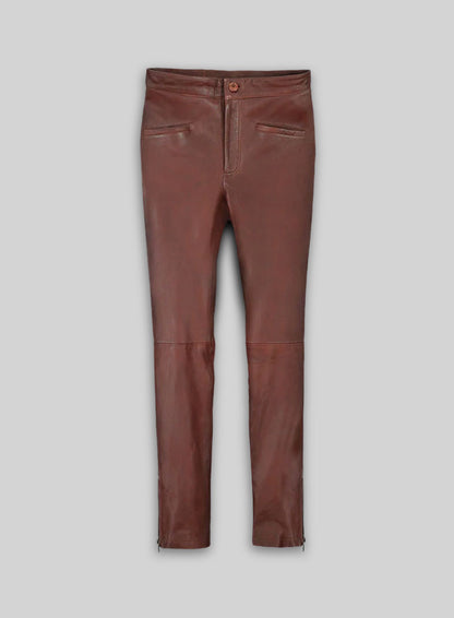 Soft Fermented Burgundy Zoey Leather Pants