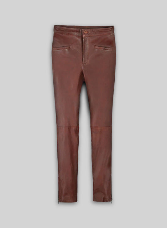 Soft Fermented Burgundy Zoey Leather Pants