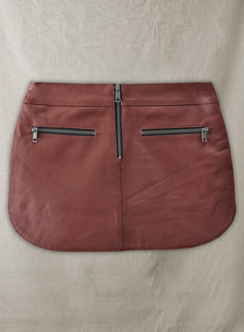 Soft Fermented Burgundy Hilary Duff Leather Skirt - LeatherCult