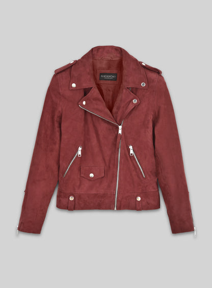 Soft French Red Suede Meghan Markle Leather Jacket