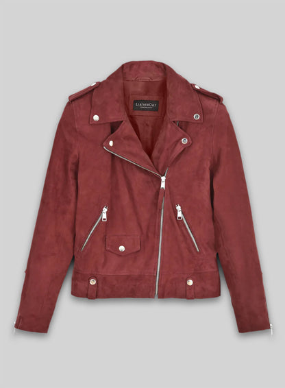 Soft French Red Suede Meghan Markle Leather Jacket