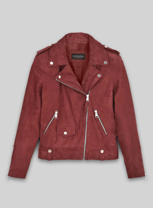 Soft French Red Suede Meghan Markle Leather Jacket