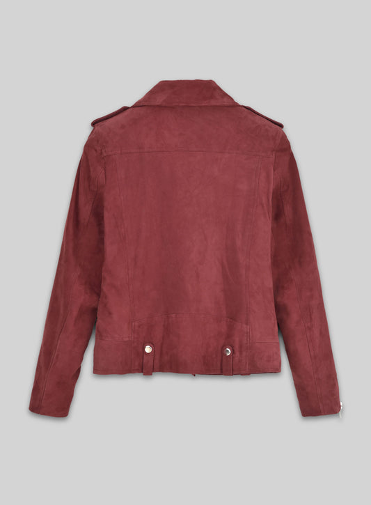 Soft French Red Suede Meghan Markle Leather Jacket