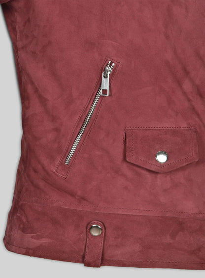 Soft French Red Suede Meghan Markle Leather Jacket