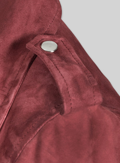 Soft French Red Suede Meghan Markle Leather Jacket