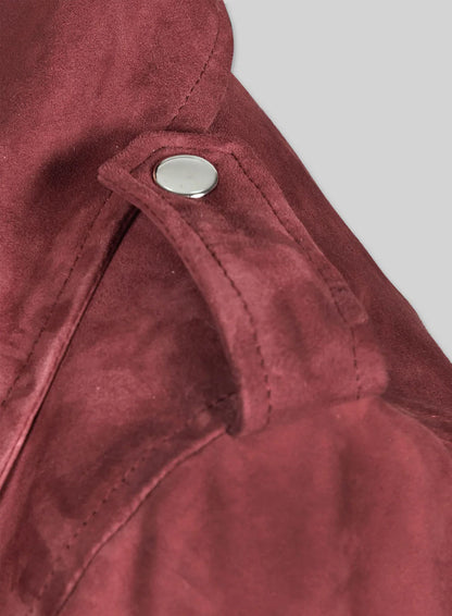 Soft French Red Suede Meghan Markle Leather Jacket