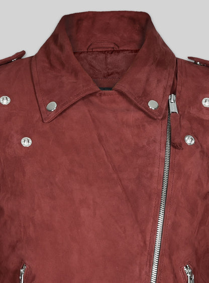 Soft French Red Suede Meghan Markle Leather Jacket
