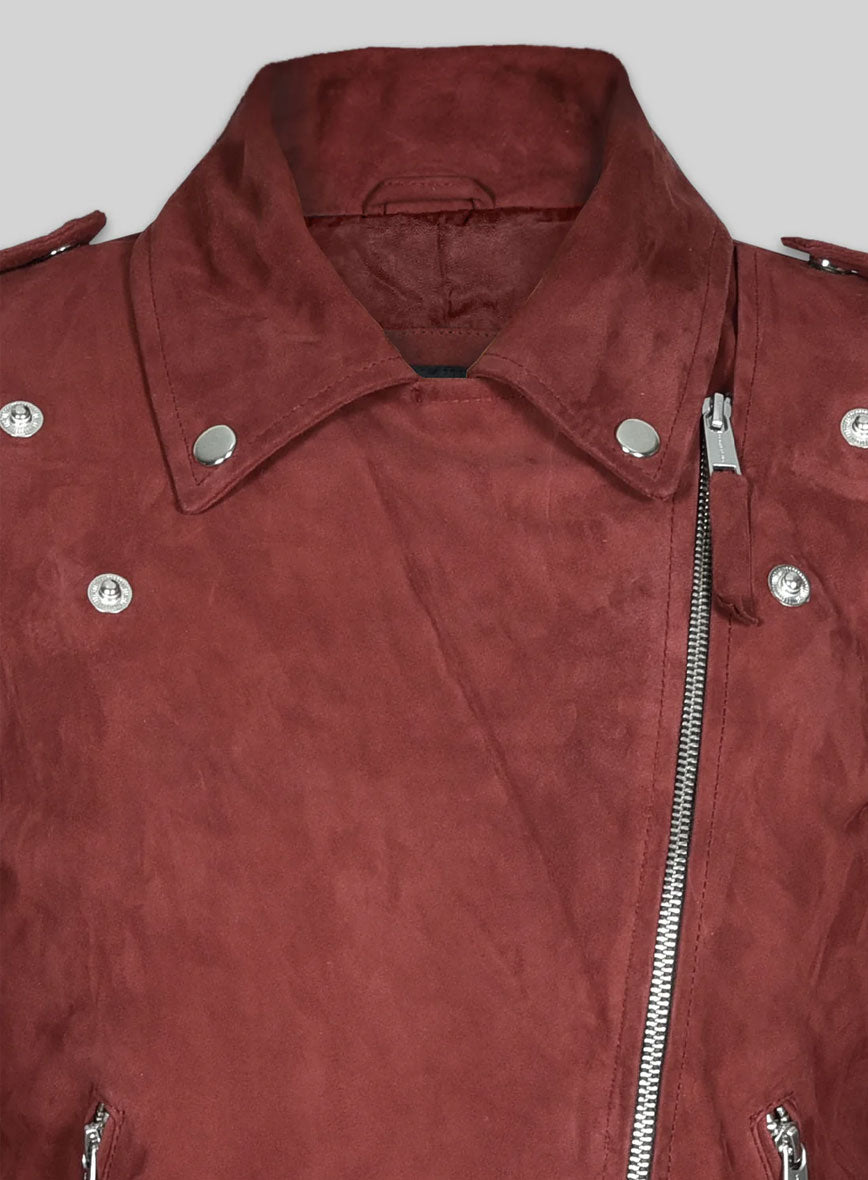 Soft French Red Suede Meghan Markle Leather Jacket