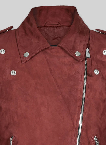 Soft French Red Suede Meghan Markle Leather Jacket