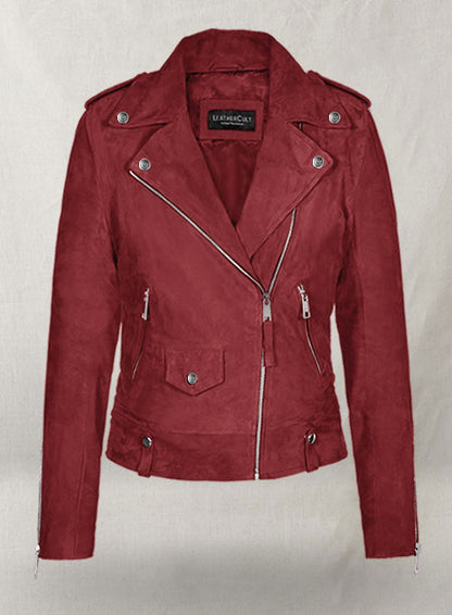 Soft French Red Suede Meghan Markle Leather Jacket - LeatherCult