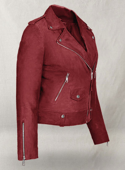 Soft French Red Suede Meghan Markle Leather Jacket - LeatherCult