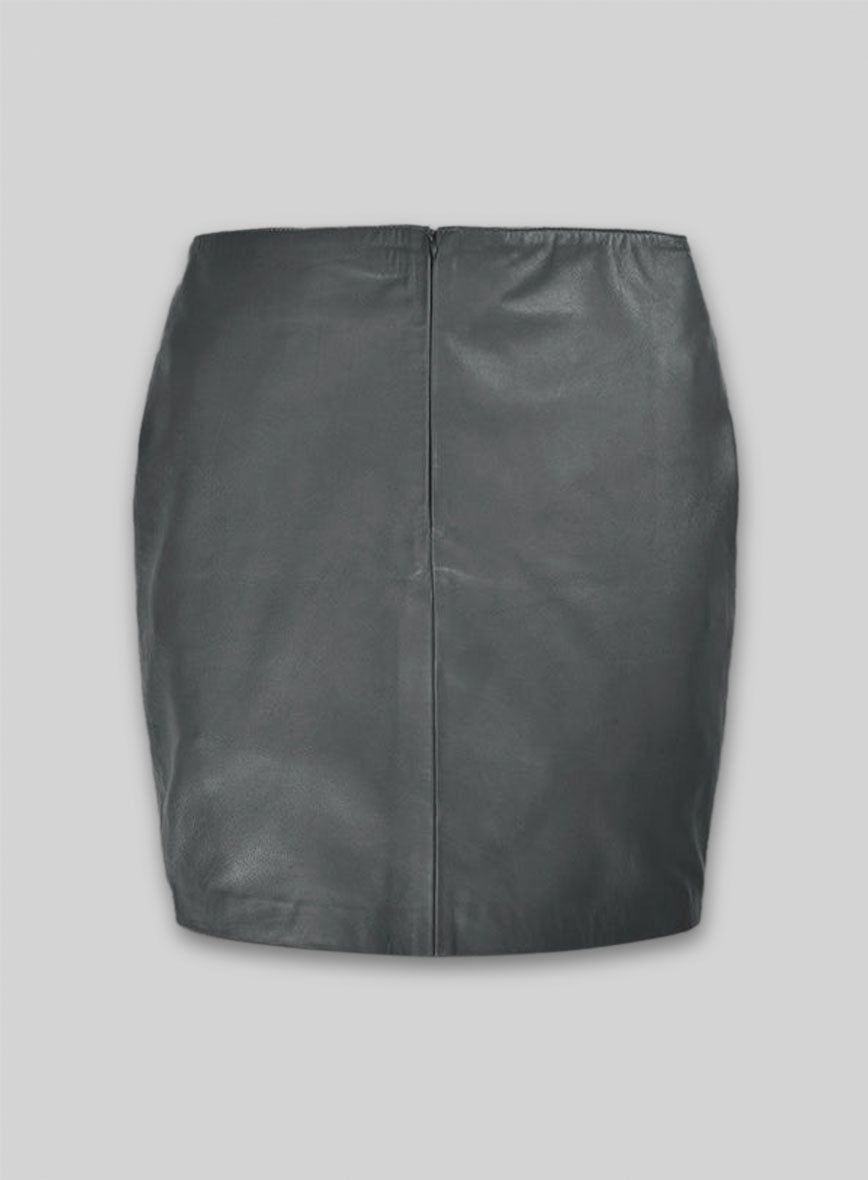 Soft Gray Adjustable Slit Leather Skirt