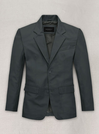 Soft Gray Leather Blazer - LeatherCult