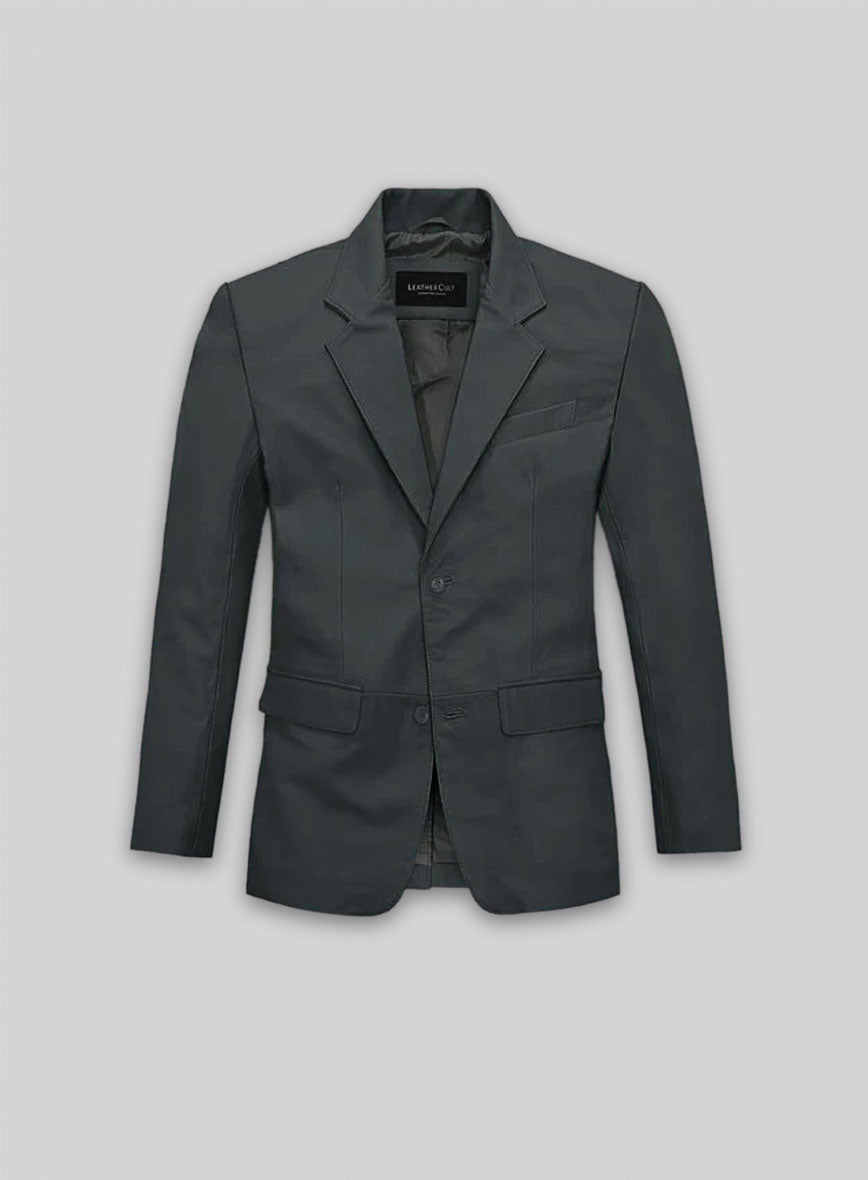 Soft Gray Leather Blazer