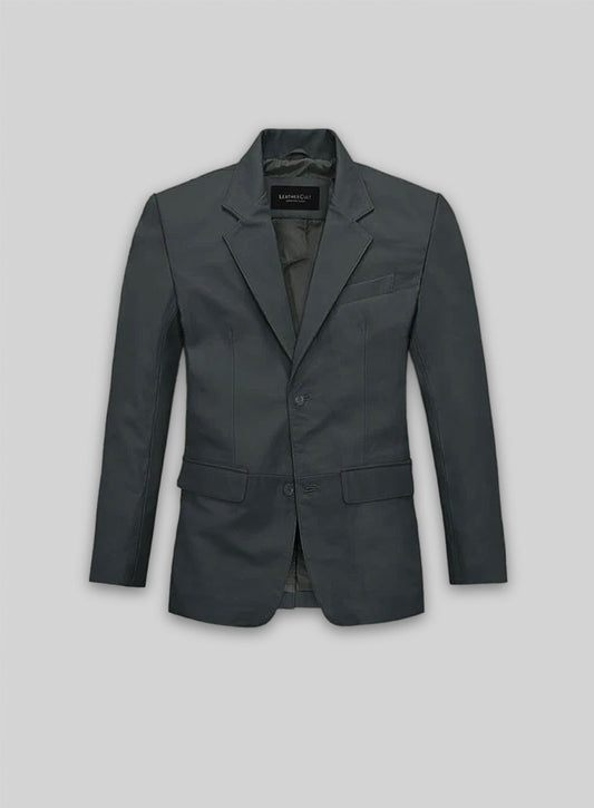 Soft Gray Leather Blazer