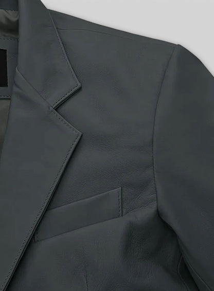 Soft Gray Leather Blazer