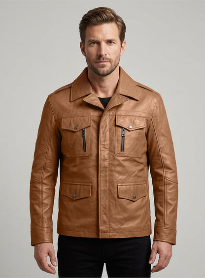 Soft Hunter Tan Leather Jacket # 621