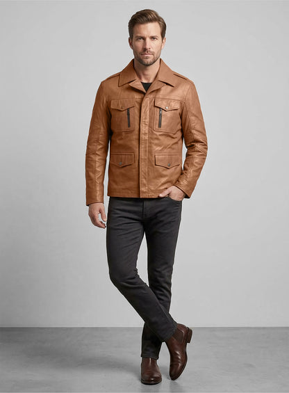 Soft Hunter Tan Leather Jacket # 621