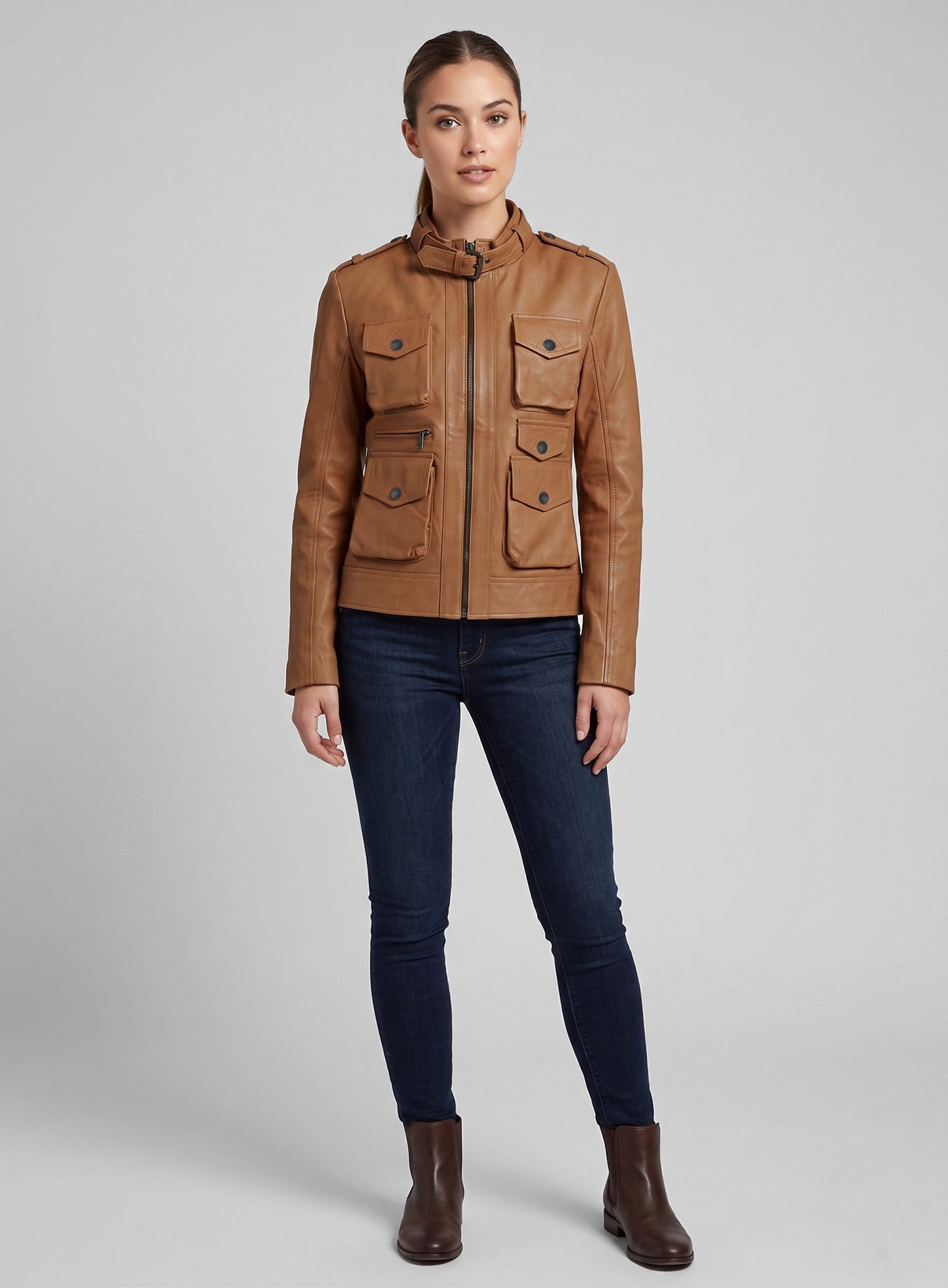 Soft Hunter Tan Washed & Wax Leather Jacket # 235