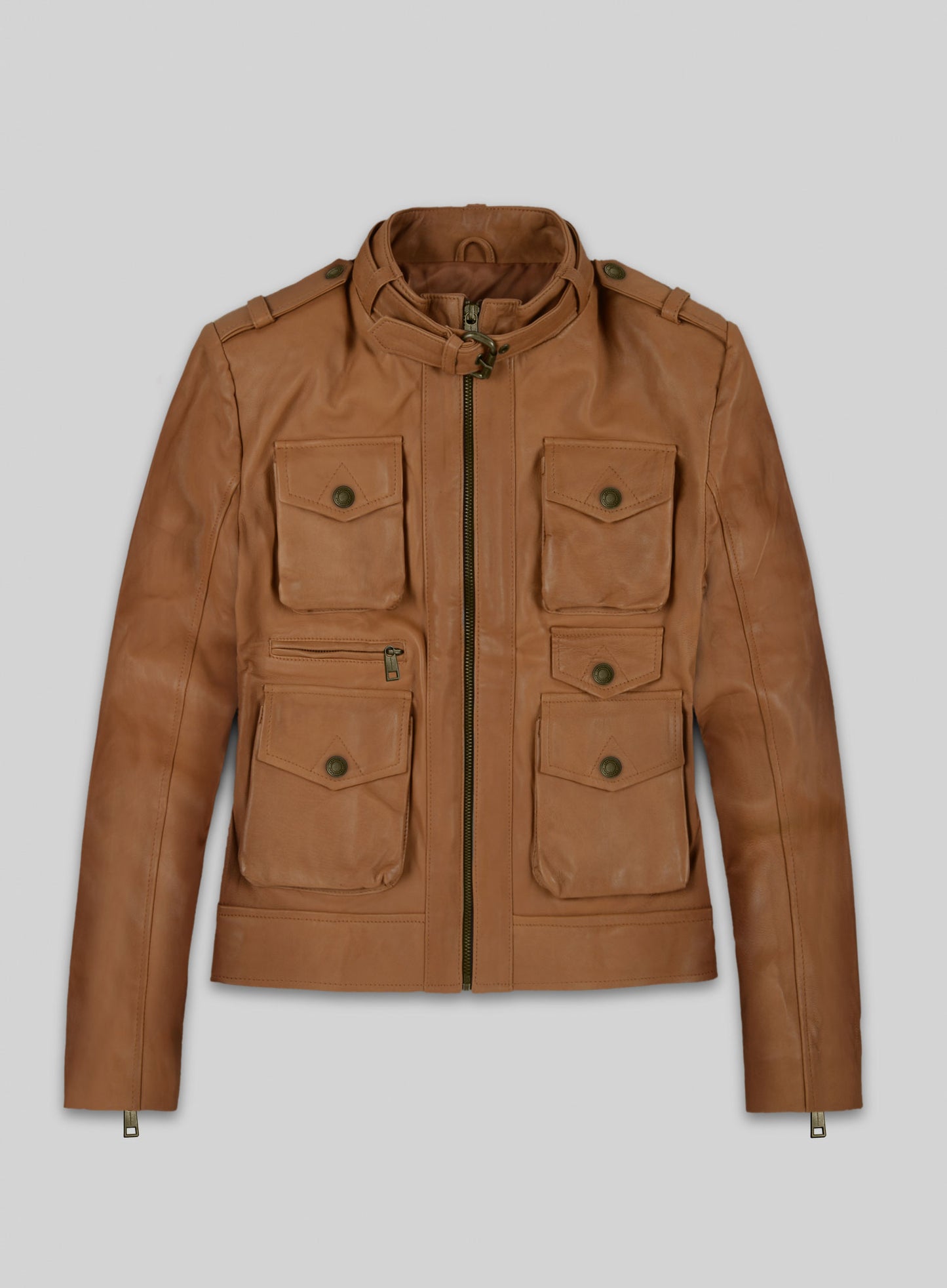 Soft Hunter Tan Washed & Wax Leather Jacket # 235
