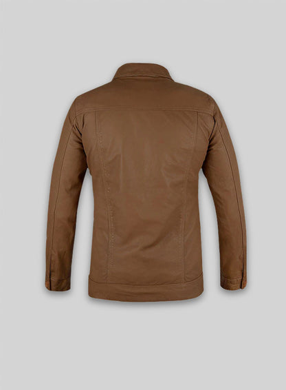 Soft King Brown Washed Mark Wahlberg Leather Jacket - L Regular