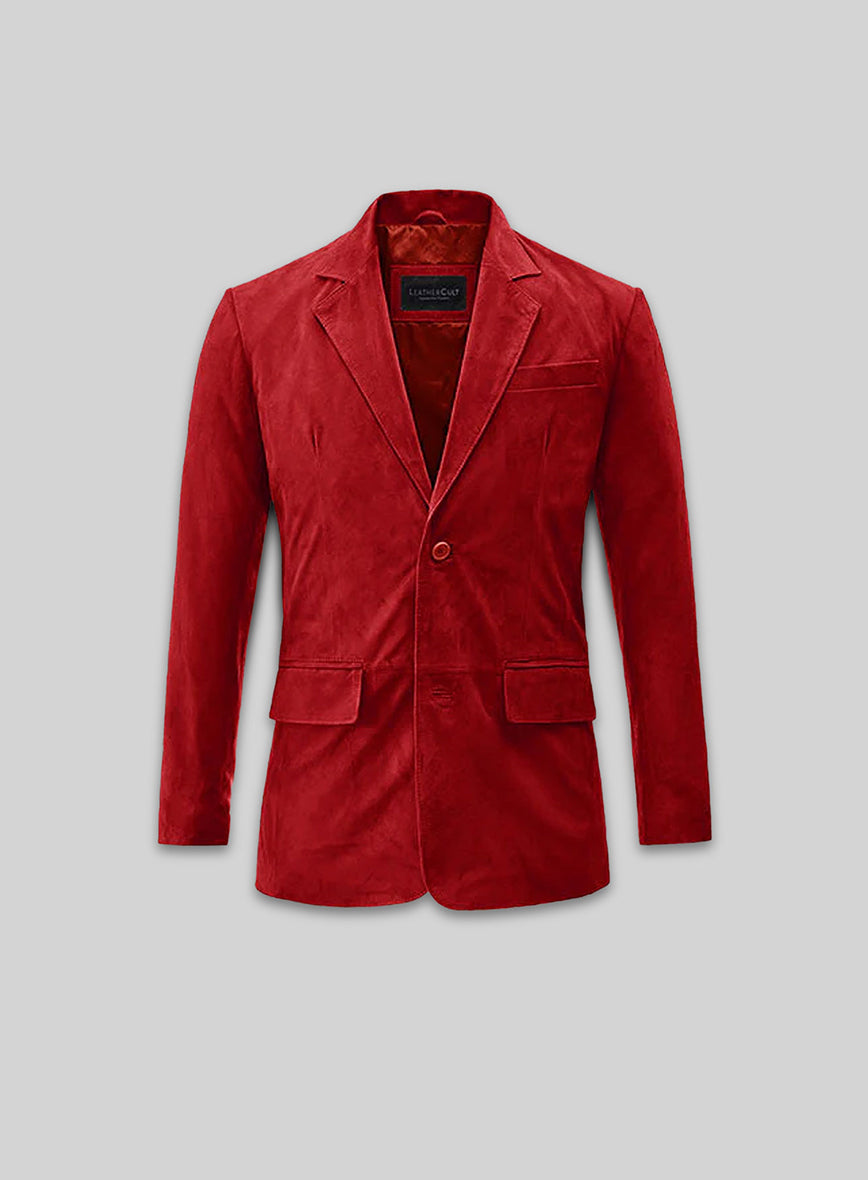 Soft Lava Red Suede Leather Blazer