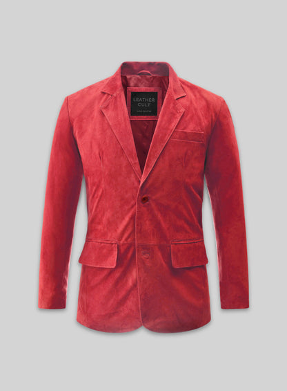 Soft Lava Red Suede Leather Blazer