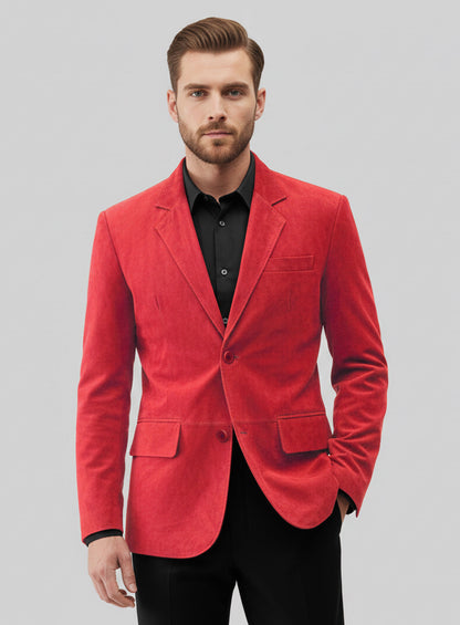 Soft Lava Red Suede Leather Blazer