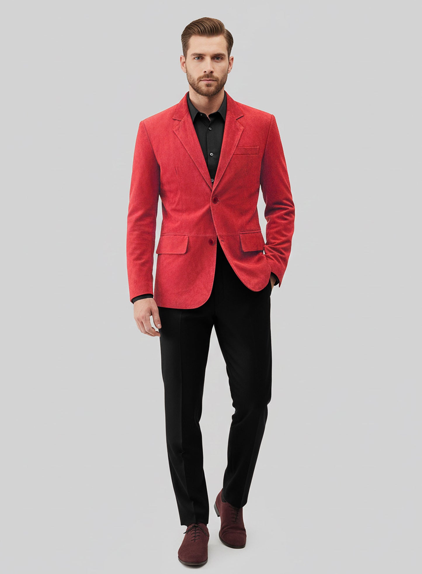 Soft Lava Red Suede Leather Blazer