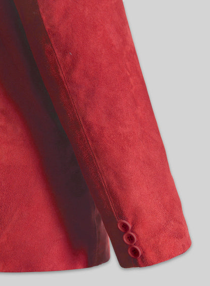 Soft Lava Red Suede Leather Blazer