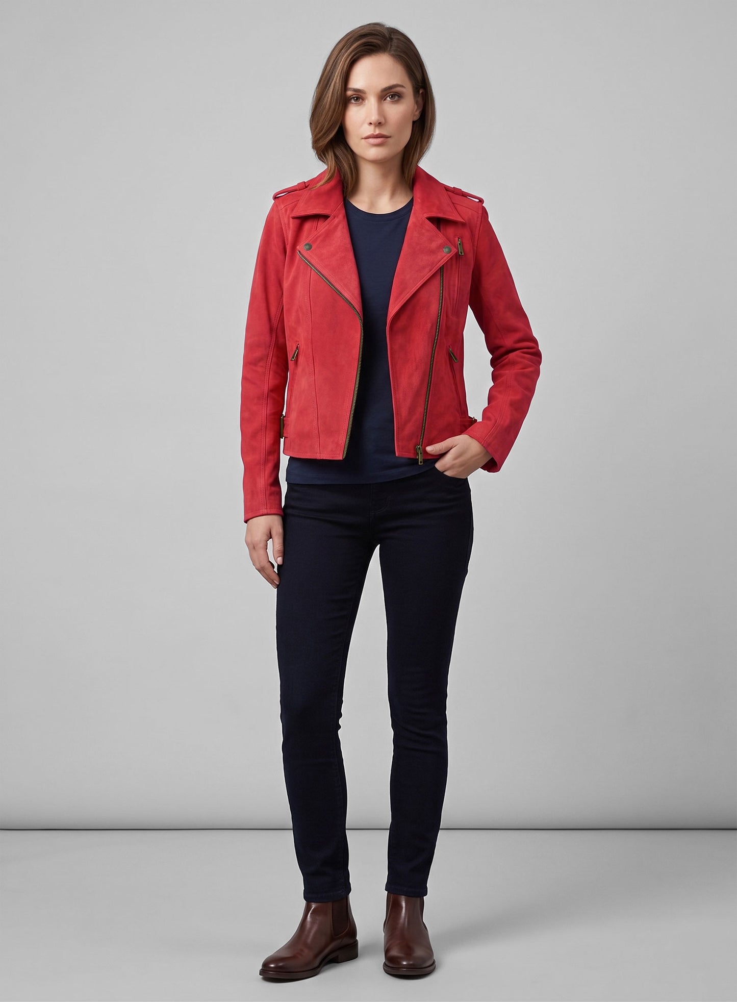 Soft Lava Red Suede Leather Jacket # 267