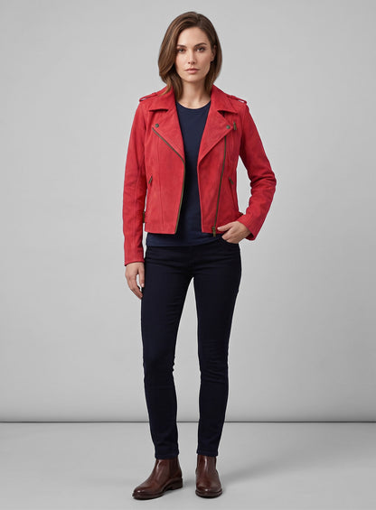 Soft Lava Red Suede Leather Jacket # 267