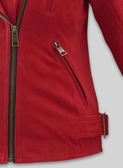 Soft Lava Red Suede Leather Jacket # 267