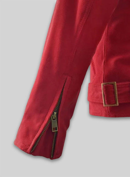 Soft Lava Red Suede Leather Jacket # 267
