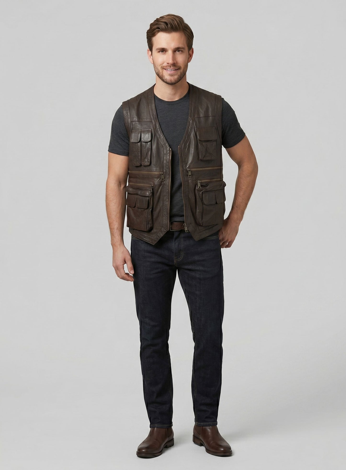 Soft Louis Brown Washed & Wax Chris Pratt Jurassic World Vest