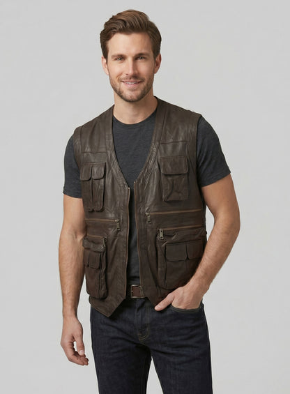 Soft Louis Brown Washed & Wax Chris Pratt Jurassic World Vest