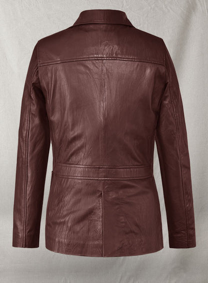 Soft Maroon Jennifer Aniston Friends Season 5 Leather Blazer - LeatherCult
