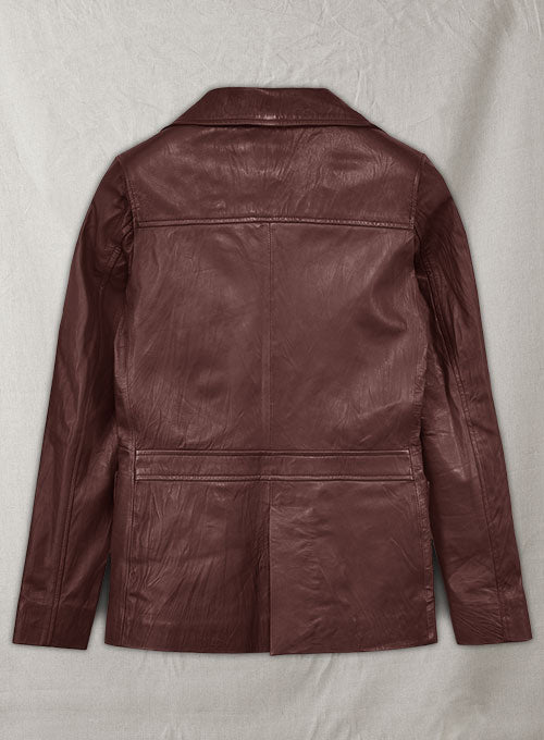 Soft Maroon Jennifer Aniston Friends Season 5 Leather Blazer - LeatherCult