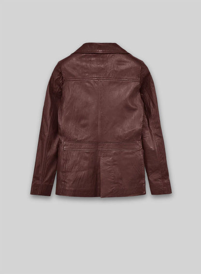 Soft Maroon Jennifer Aniston Friends Season 5 Leather Blazer