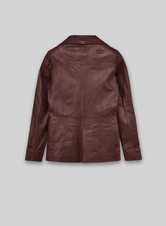 Soft Maroon Jennifer Aniston Friends Season 5 Leather Blazer