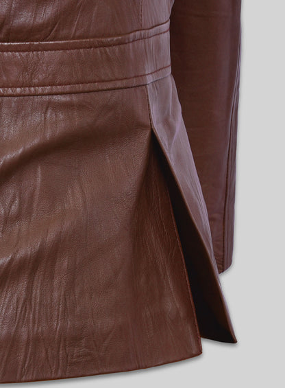 Soft Maroon Jennifer Aniston Friends Season 5 Leather Blazer