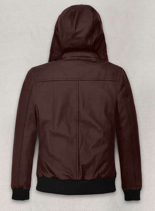 Soft Maroon Symphony Detachable Hood Leather Jacket - LeatherCult