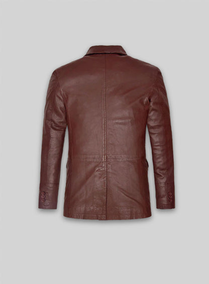 Soft Maroon Washed & Wax Leather Blazer - #716
